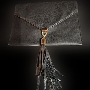 Big Buddha Black Envelope Tassle Clutch Purse Handbag